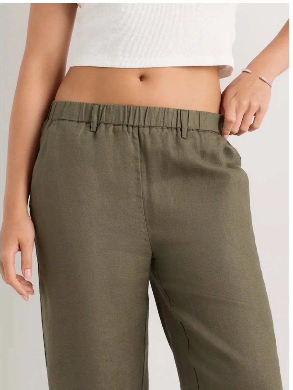 NWT QUINCE 100% European Linen pants Bayberry Olive XL limited edition